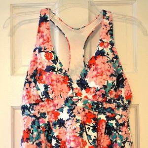 Lands End 12 Deep Sea Spring Bouquet Swing Racerback Tankini